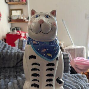 Ceramic cat cookie jar by Coco Dowley